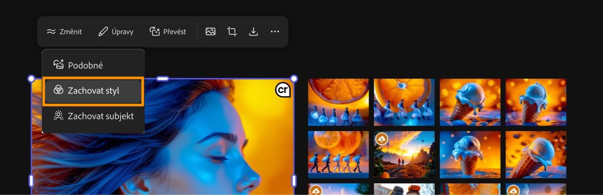 Pomocí volby Zachovat styl můžete zachovat umělecký styl původního obrázku.