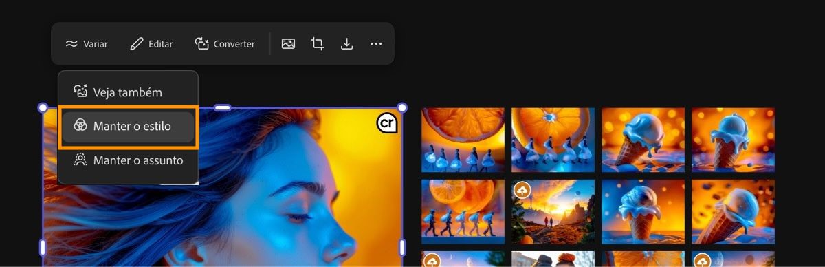 Use a opção Manter estilo para preservar o estilo artístico da imagem original.