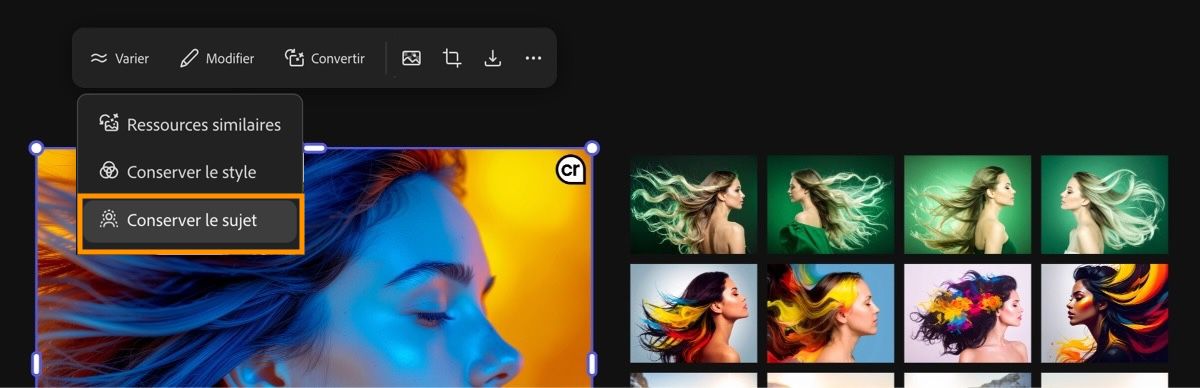 Utilisez l’option Conserver le sujet pour garantir que le sujet principal de l’image d’origine reste intact.