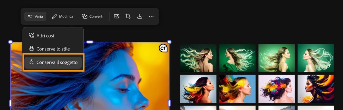 Utilizza l'opzione Conserva il soggetto per fare in modo che il soggetto principale dell'immagine originale rimanga intatto.
