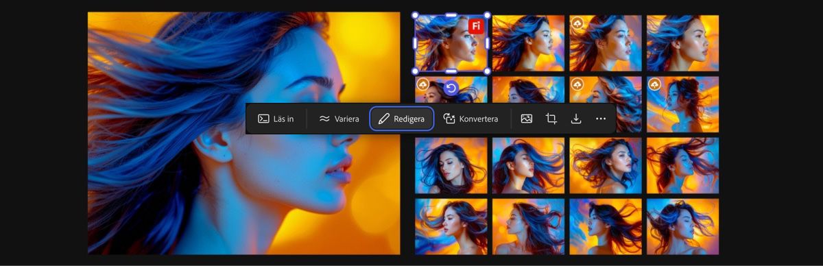 När alternativet Läs in är markerat för en bild visas huvudbeskrivning, underbeskrivningar och andra genereringsinställningar i inmatningsfältet.