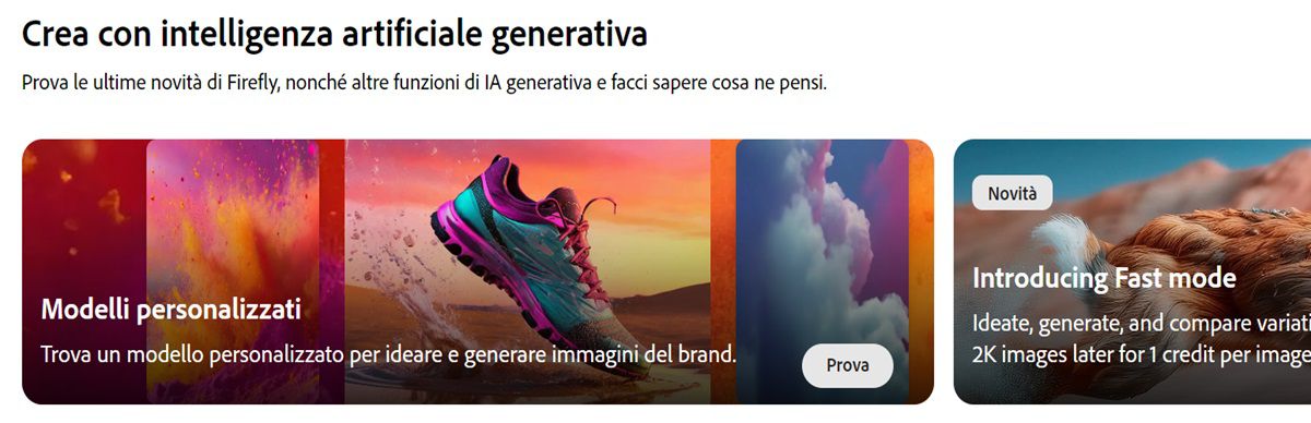 Nella pagina principale del sito Web di Firefly, il modulo Modelli personalizzati viene evidenziato.