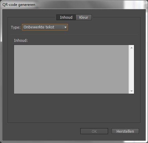 Dialoogvenster QR-code genereren