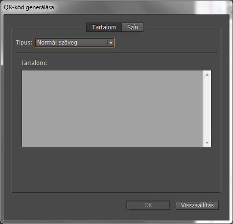 QR-kód generálása párbeszédablak