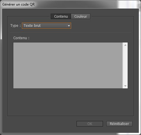 Boîte de dialogue Générer un code QR