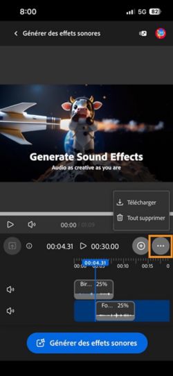 L’option de téléchargement est mise en évidence pour vous permettre de télécharger le clip audio ou vidéo composé.
