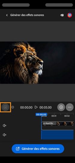 Une vidéo est chargée et ajoutée au montage. Le bouton Générer des effets sonores est disponible. L’option Charger est mise en évidence.