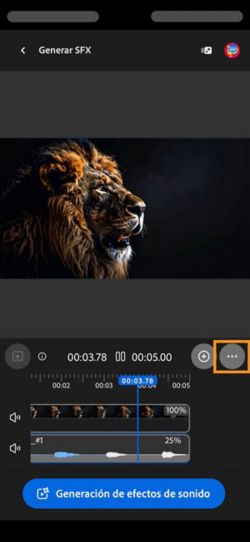 La opción Descargar está resaltada para que pueda descargar el clip de audio o vídeo compuesto.