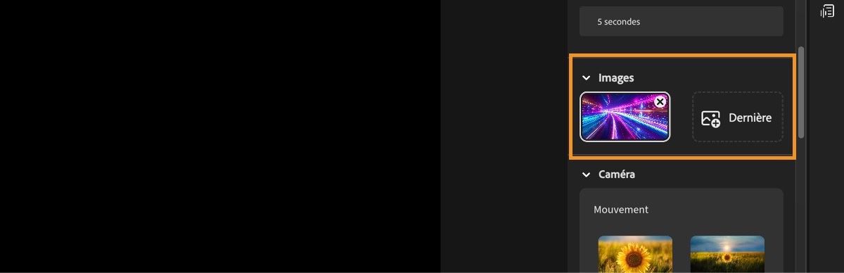 La page de l’éditeur de vidéo affiche la section Images clés avec une image chargée comme première image clé.