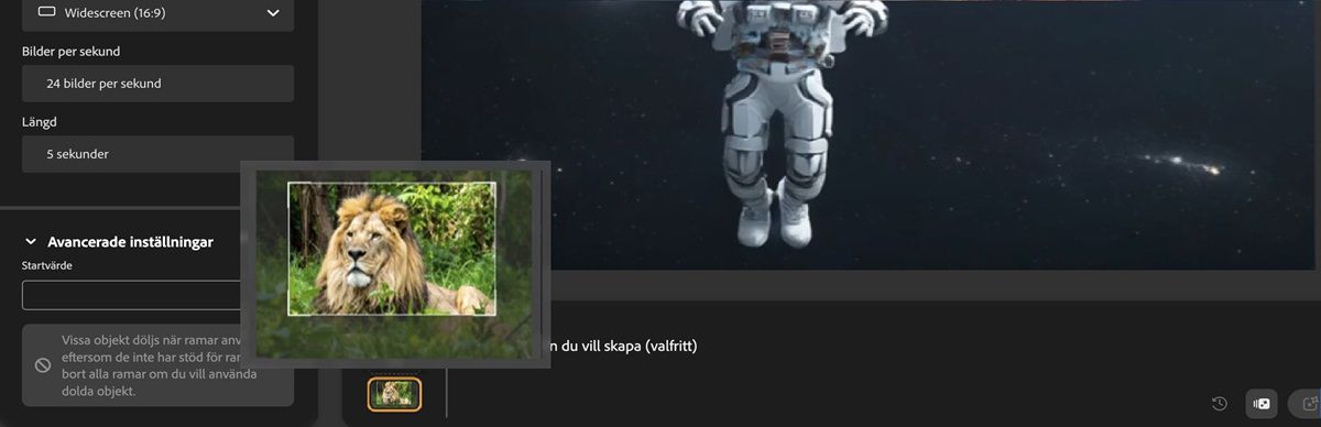 I avsnittet Ram har en bild laddats upp och beskrivningsfältet har en beskrivning.