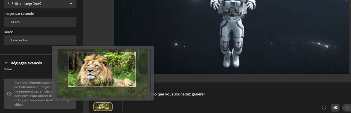 Une image est chargée dans la section Image et un prompt est ajouté à la barre de prompt.