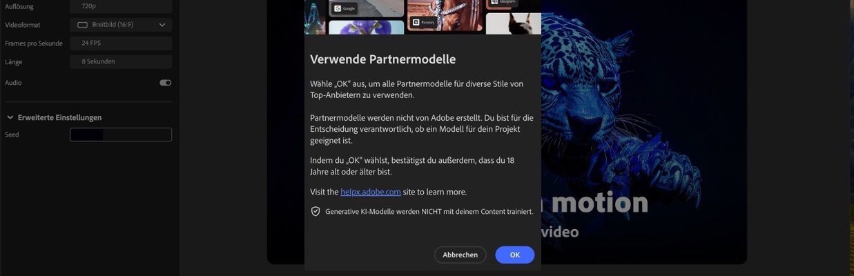 Die Einführung der Partnermodelle ist offen. Du hast die Möglichkeit, fortzufahren oder abzubrechen.