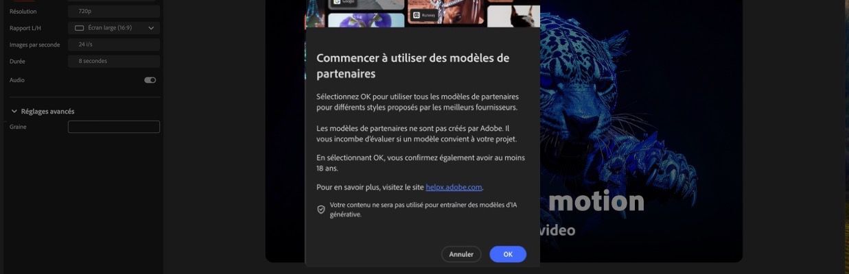 La boîte de dialogue Commencer à utiliser des modèles de partenaires est ouverte et vous avez la possibilité de continuer ou d’annuler.