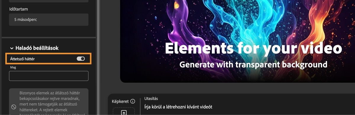A Speciális beállítások részben az Átlátszó háttér opció engedélyezve van.