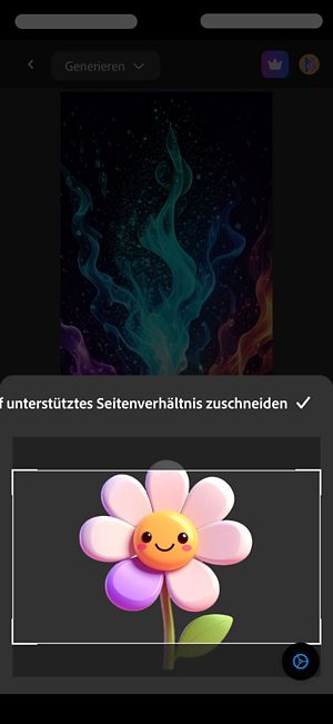 Ein Bild für den ersten Frame wurde hinzugefügt. Es zeigt eine Blume mit transparentem Hintergrund.