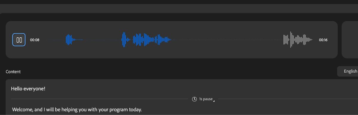 The preview displays the waveforms of the rendered voice according to the script.