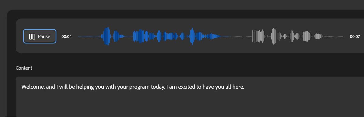 The preview displays the waveforms of the rendered voice according to the script.