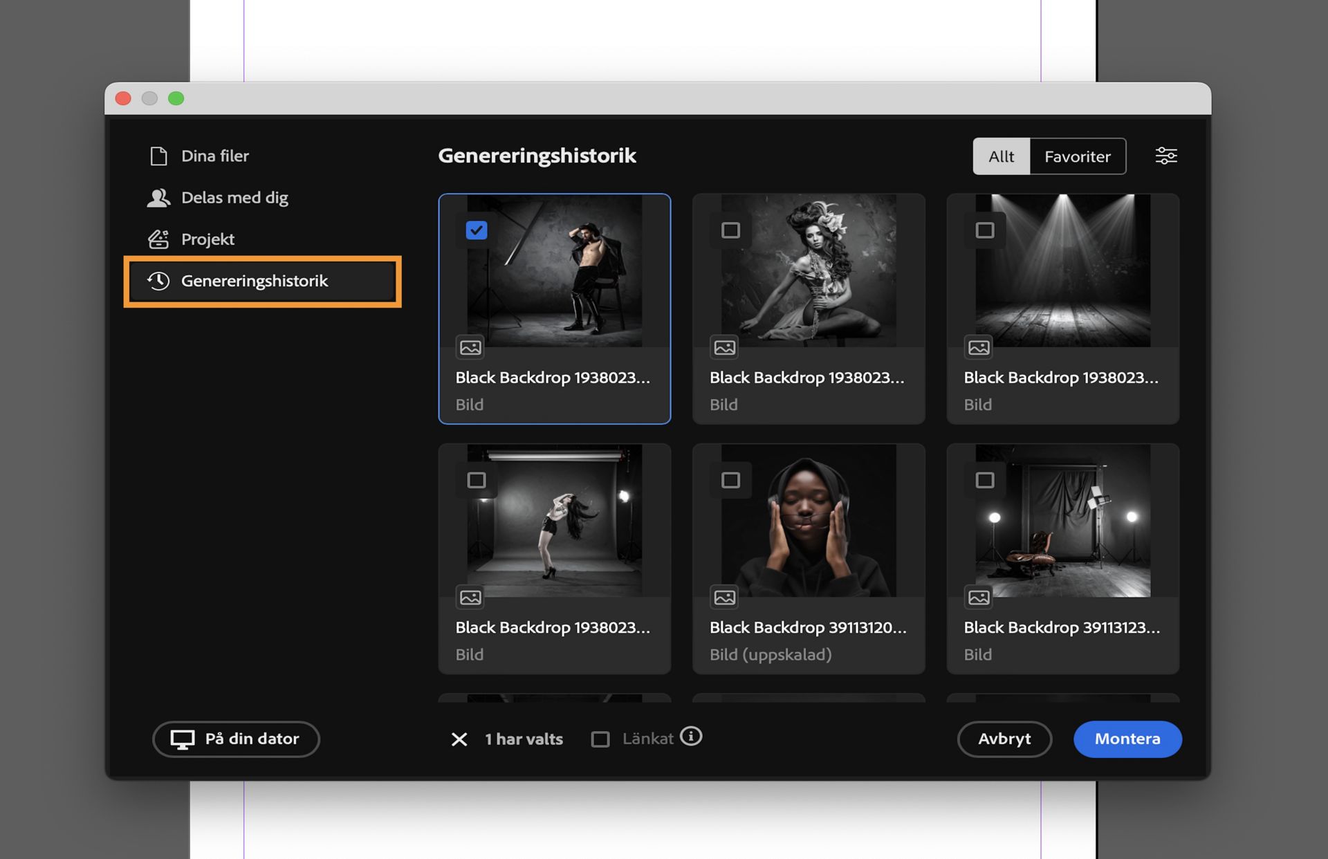 Välj en resurs från Händelser