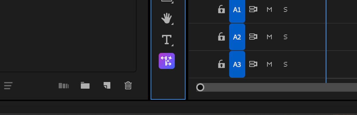 The Timeline panel displays a set of clips, with the Generative Extend Tool highlighted in blue. This colored background indicates that Generative Extend is a premium feature.