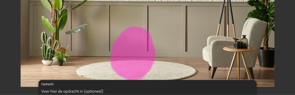 Een afbeelding is geüpload en een deel van de afbeelding is bedekt met penseelstreken.