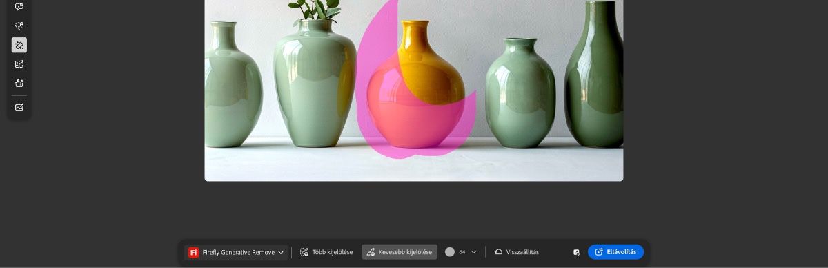 A Kevesebb kijelölése opció van kiválasztva, és egy szakasz át van festve a kiemelt terület törléséhez.