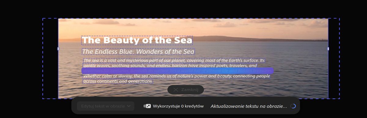 Obraz ma animowaną nakładkę postępu, wskazującą, że generowanie jest w toku.