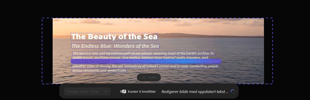Bildet har en animert fremgangsvisning som indikerer at genereringen pågår.