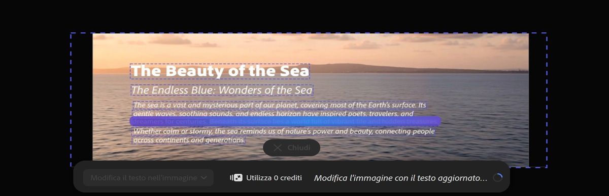 L'immagine ha una sovrapposizione animata dell'avanzamento che indica che la generazione è in corso.