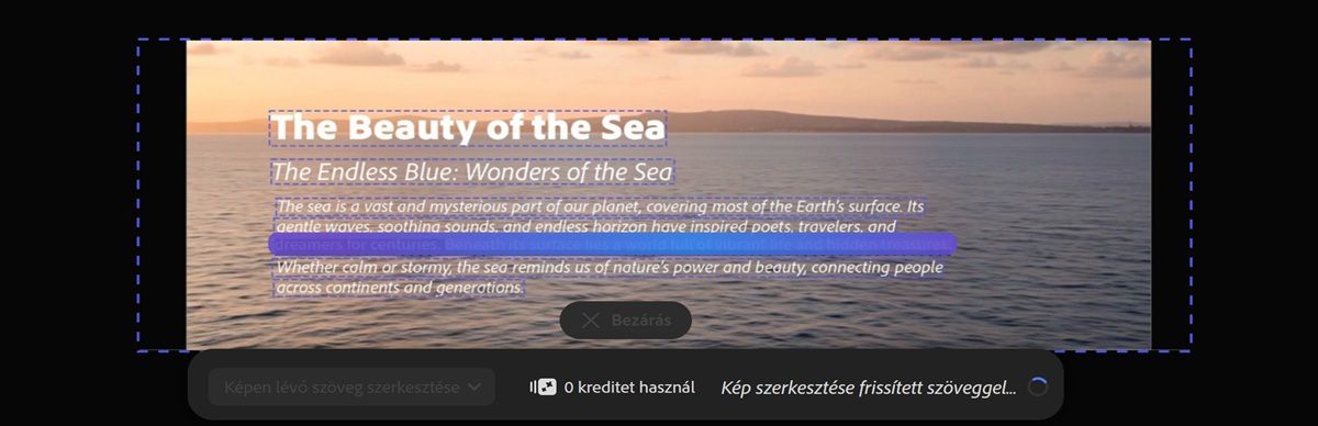 A képen egy animált folyamatjelző átfedés látható, amely jelzi, hogy a generálás folyamatban van.