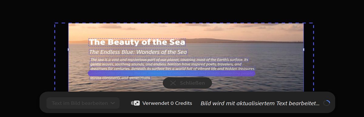 Das Bild hat eine animierte Fortschrittsanzeige, die den Fortschritt der Generierung anzeigt.