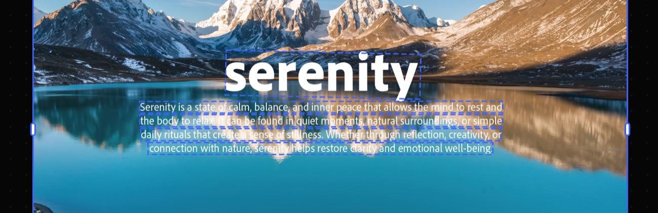 O Firefly detectou o texto na mesma linha de base e o realça como uma única linha editável.