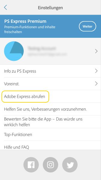 Holen Sie sich Creative Cloud Express