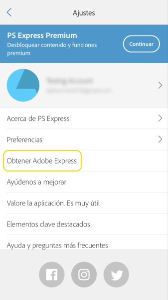 Obtener Creative Cloud Express