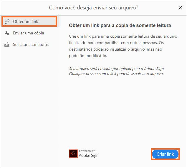 Criar link de seu arquivo para compartilhar com outras pessoas