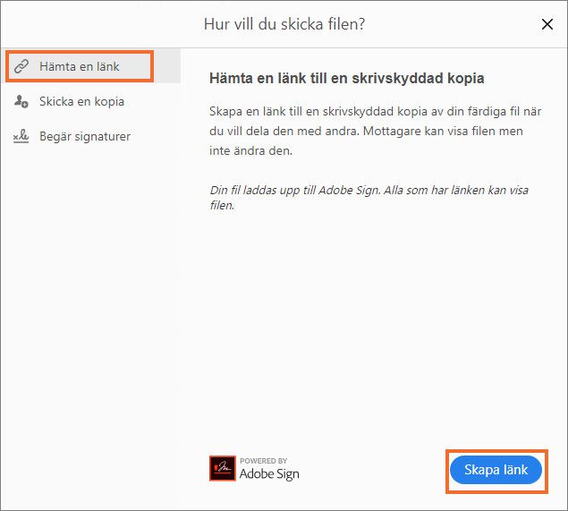 Skapa en länk till din fil att dela med andra
