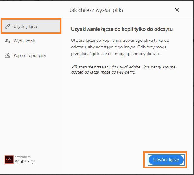 Utwórz łącze do swojego pliku, aby udostępnić go innym