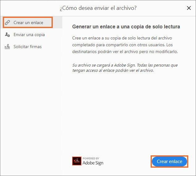 Cree un enlace de su archivo para compartirlo con los demás