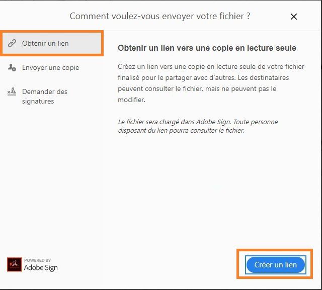 Création d’un lien vers le fichier pour le partager avec d’autres