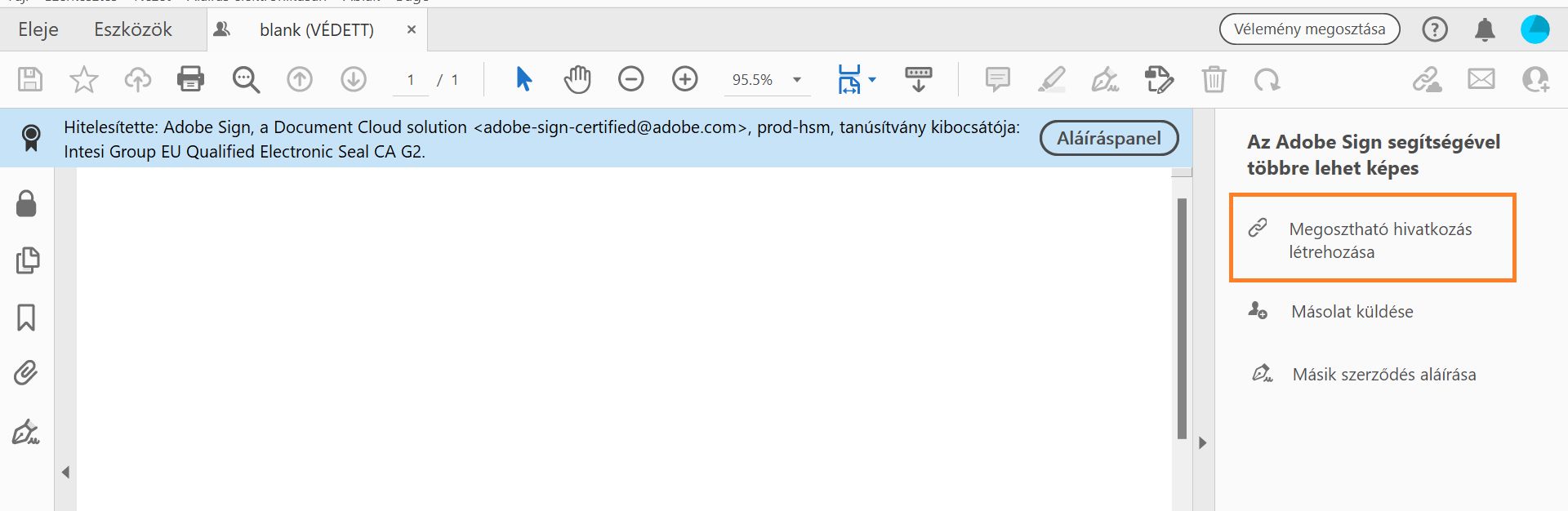 Kattintson ide egy megosztható hivatkozás létrehozásához