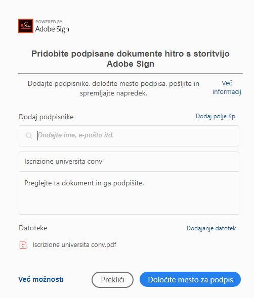 Dokumente pošljite v podpis drugim