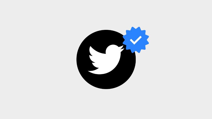 A black twitter logo icon with a blue checkmark indicating a verified user
