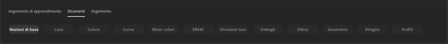 Visualizzare le diverse categorie tra cui scegliere un’esercitazione introduttiva