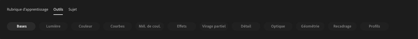 Affichez les différentes catégories parmi lesquelles vous pouvez choisir un tutoriel de prise en main