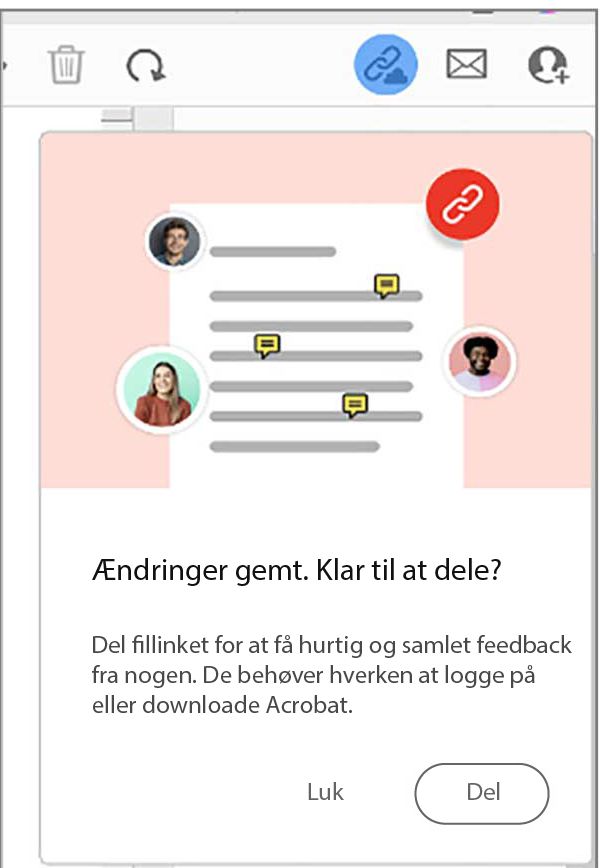 Prompt om fillink, efter du har oprettet en PDF fra Udklipsholder eller Webside eller Tom side 