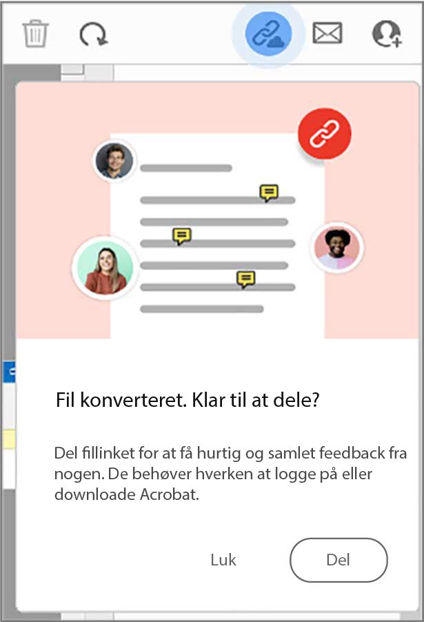 Prompt om fillink, efter du har konverteret til PDF