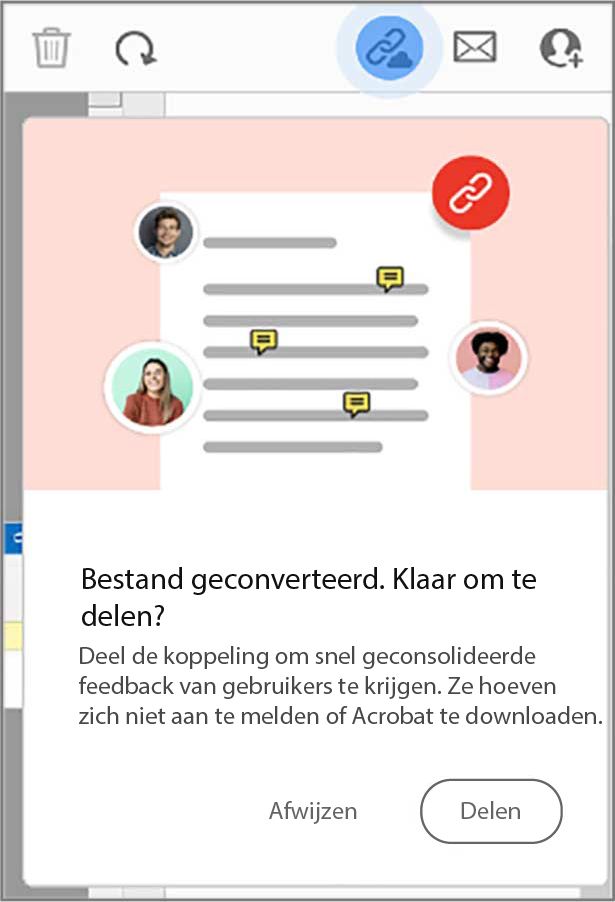 Vragen om bestandskoppeling te delen nadat u het bestand hebt geconverteerd naar een PDF