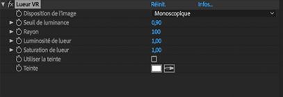 Paramètres de l’effet Lueur VR