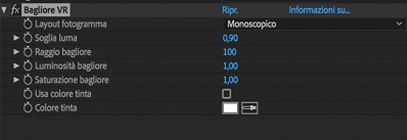 Impostazioni di Bagliore VR