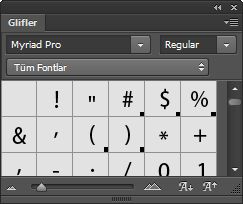 Photoshop Glifler paneli