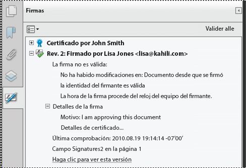 Panel de firmas en Acrobat